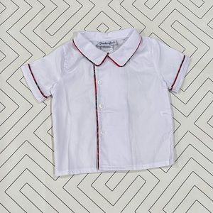 NWT Smockingbird White and Tartan Piping Top